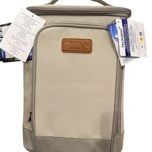 Titan Men’s Beige and Light Gray Toiletry Bag with Top Handle